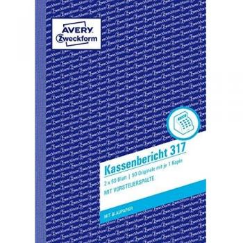 Avery Zweckform 317 Kassenbericht, A5, weiÃ/gelb, mit Blaupapier