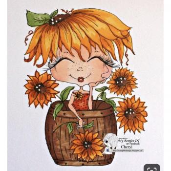 10x8 Transparent Sunflower Girl DIY Stamp Seal