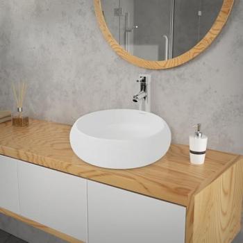 Fregadero Moderno LUXEBATH Cerámica Blanca Ø400x350