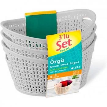 Kit de 3 Cestas Ovaladas 1,5L 7House