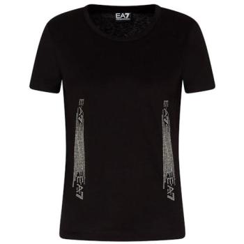 EA7 Emporio Armani Train Logo Tee, Short Sleeve, Black, Women's Large