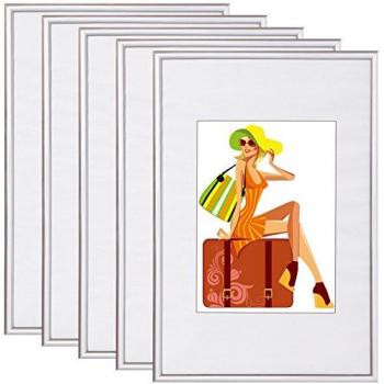 Woltu - 5er Set Bilderrahmen Kunststoff New Lifestyle silber 28x35cm