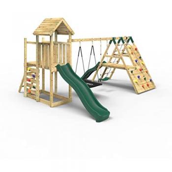 San Luis Extended Tower Climbing Frame with Swings & Slide – Rebo
