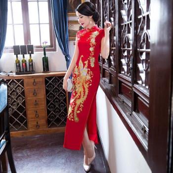 Traditional Chinese Long Embroidered Cheongsam