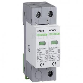 Noark Surge arrester type I+II, 275 V AC, 12.5 kA, replaceable fuse element, 2-pole. (103336)