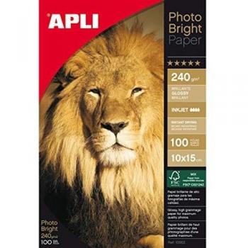 APLI PAPEL FOTOGRÁFICO BRILLANTE 240 GR. TAMAÑO 10X15 CM - 100 HOJAS