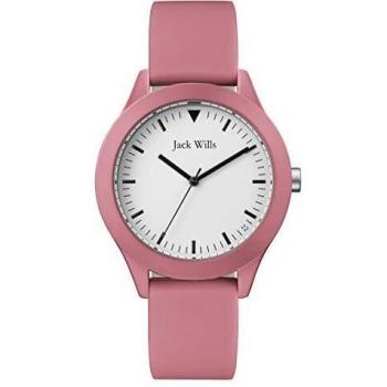 Montre Jack Wills Union pour homme avec cadran blanc et bracelet en silicone rose