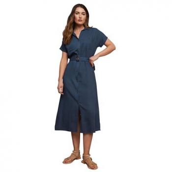 Robe Longue à Manches Grown On en Lin Bleu Long Tall Sally