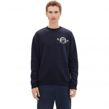 Tom Tailor sudadera masculina azul marino con cuello redondo