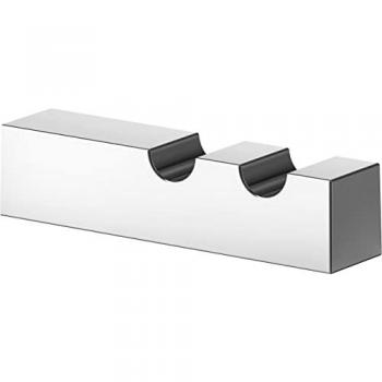 Handtuchhaken doppelt aus Metall, hochglanz-verchromt, für Badezimmer, mit zwei Haken für Handtücher und Bademäntel, Wandhaken, Edition 90 Square
