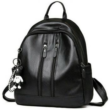 Black/Red Women’s Leather Anti-Theft Rucksack