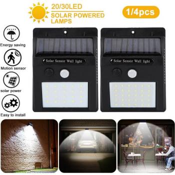 4pcs 20/30 LED Solar Powered Outdoor Wall Light