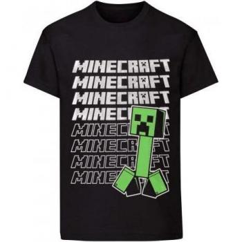 Minecraft Kids Repeat‑Logo Shirt (Schwarz, 11–12)