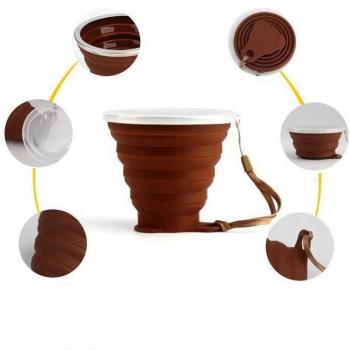270ML Faltbare Reise Tasse aus Silikon mit Deckel