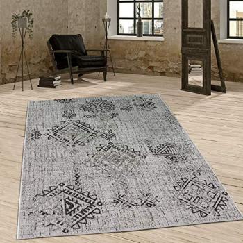 Tappeto Vintage Motivo a Rombi Grigio 60x100 cm