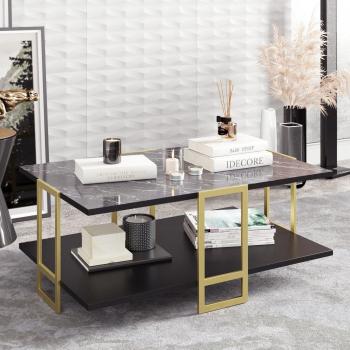 Polka Modern Coffee Table - Black Marble Effect and Gold
