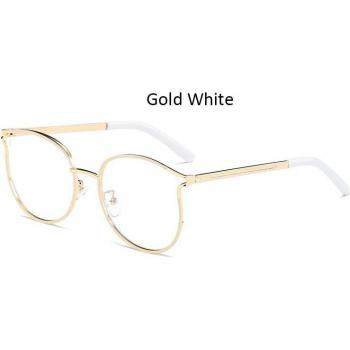 Golden Retro Round Metal Frame Women's Eyeglasses