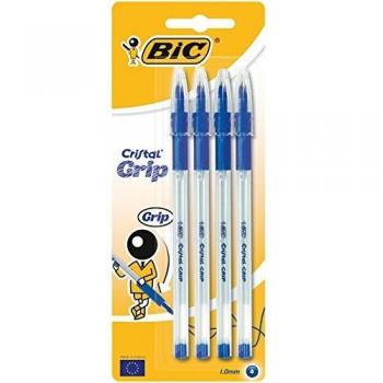 BiC Cristal Grip - Bolígrafo de punta redonda (4 unidades)