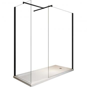 Box de ducha Walk‑In GIORGY 200 cm, vidrio doble y marco negro mate