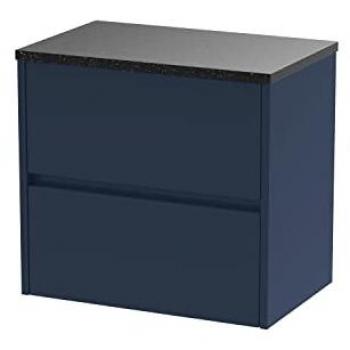 Hudson Reed Havana Wall Hung Vanity Unit with 2 Drawers - Midnight Blue - 600mm
