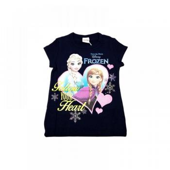T-shirt a maniche corte per bimba con disegni di Frozen in cotone elasticizzato Blu Mod. 4A