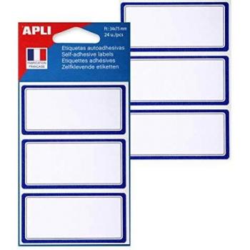 Étiquettes scolaires autocollantes Bleu 34 x 75 mm