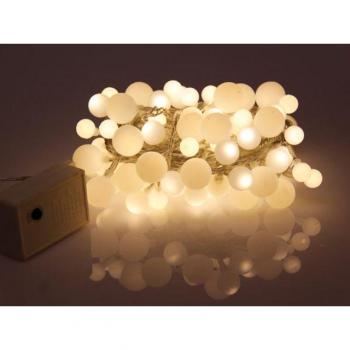 Catena LED 6 m 90 palline bianco caldo con cavo trasparente