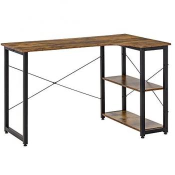 L-Shaped Computer Desk Study Workstation with 2 Shelves - Homcom