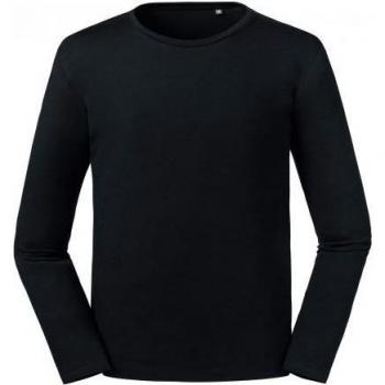 Russell Baumwoll Langarm-T-Shirt für Herren in Schwarz, Größe 3XL