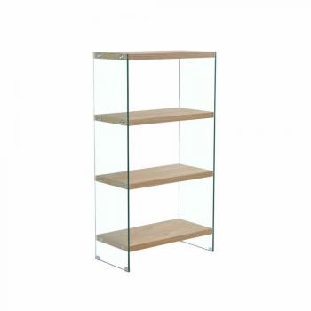 Scaffale in Legno MDF e Cristallo Marrone Chiaro 80 x 40 x 150 cm