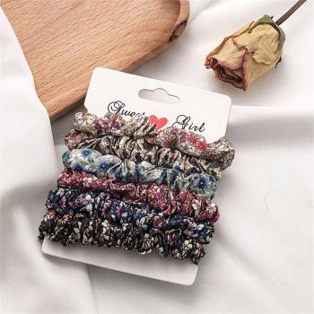 Leopard Print Silk Hair Scrunchies - 5/6 Pcs