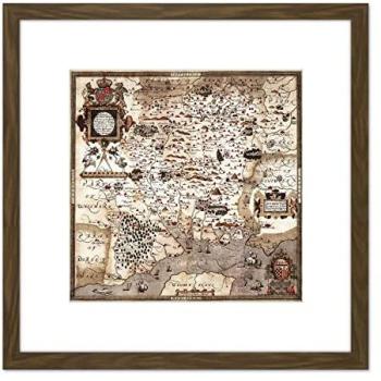 Wight Isle Heritage Map 1575 – 8x8 Square Wood-Framed Wall Art with Mount