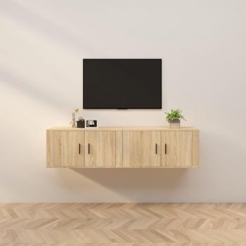 Mueble de TV colgante 2 piezas Roble Sonoma 80x34,5x40 cm