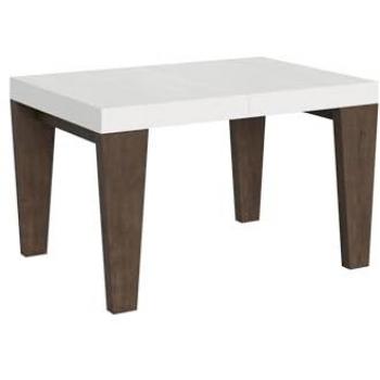 Tavolo Allungabile Spimbo Mix Bianco Frassino 130/390x90x77 cm Gambe Noce