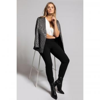 Plus Size Grey Jacquard Blazer with Tonal Zebra Stripes for Women, Size 30