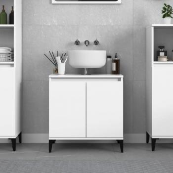 VidaXL Waschbeckenunterschrank Hochglanz-Weiß 58x33x60cm Holzwerkstoff