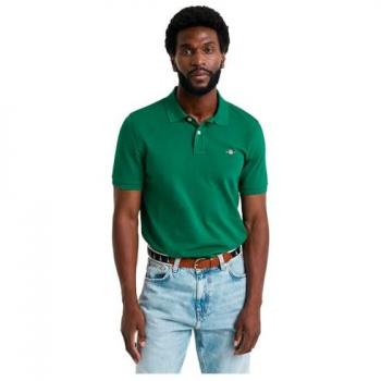 Polo Gant Reg Shield Maniche Corte Verde Profondo 2XL