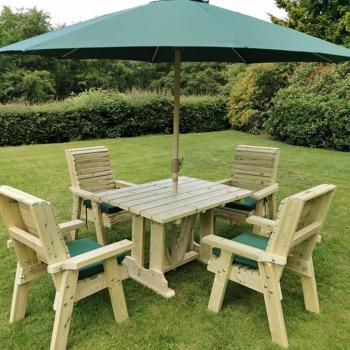 CHURNET VALLEY Ergo Wooden Garden 4 Seat Table Set 4 Xc
