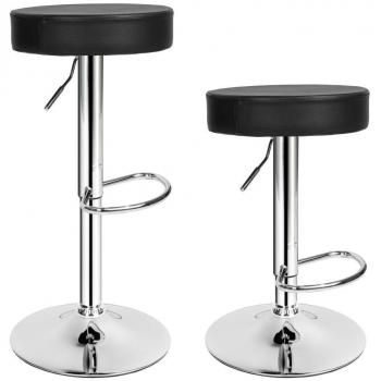 Tectake - 2 taburetes de bar cuero sintético Sebastián - taburete alto, taburete de piel sintética ajustable