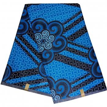Blue African Wax Fabric – 6 Yards for Wedding Dresses