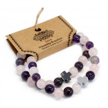 Amethyst & Rose Quartz Friendship Bracelets - Love