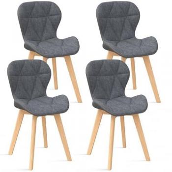 Sillas de comedor bimateria gris - Pack de 4