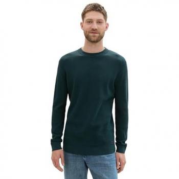 Pullover Regular Fit Cotone Verde Melange Collo Rotondo S