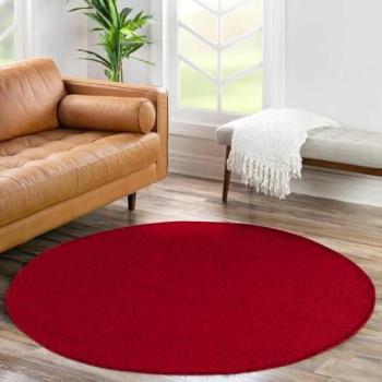Tapis Uni Rond de Salon Rouge 160 cm