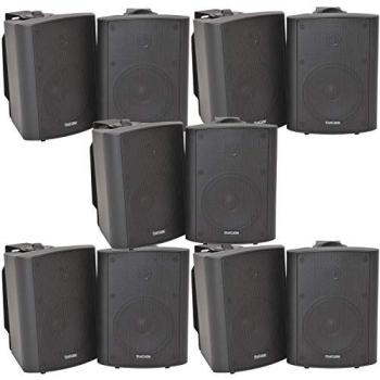 Premium 10‑Piece 120W 6.5” 8Ω Black Wall Speakers