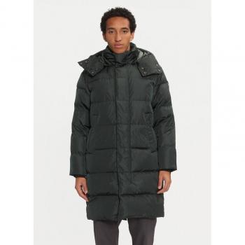 BomBoogie Men's 2XL Green Long Down Coat with Detachable Hood
