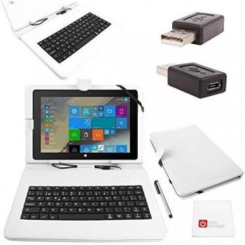 Estuche Elegante Blanco para BQ Tesla 2 W10/W8 + Stylus + Puntero Lápiz