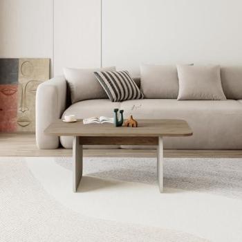 Natural Oak & Sandstone Radius Edge Coffee Table – Decortie Pietra