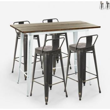 Conjunto Mesa Alta y Taburetes Metal Belcourt