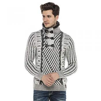 CIPO & BAXX Herren Pullover mit Schnallenkragen XXL